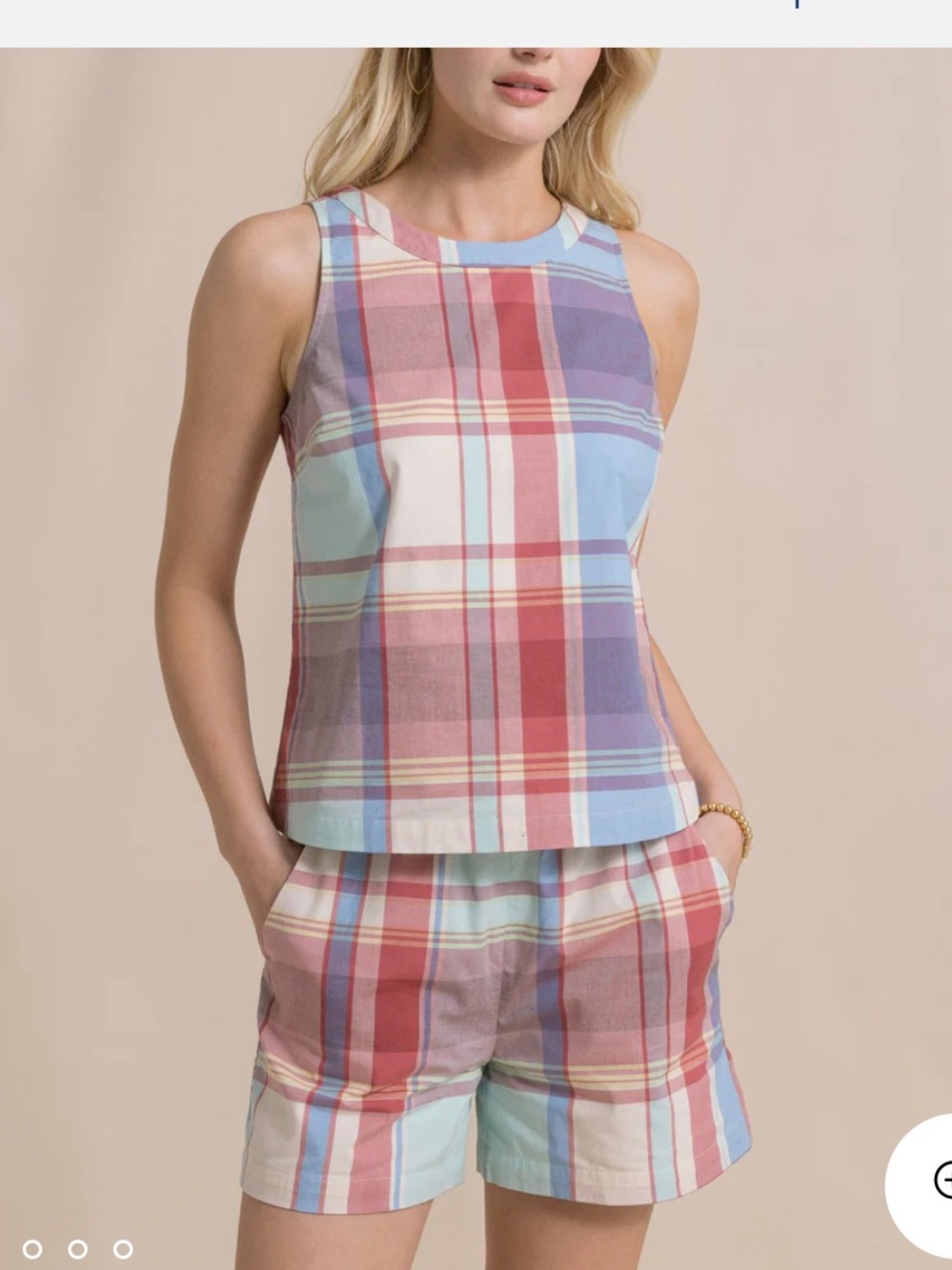 Southern Tide Carissa Pastel Plaid madras Sleeveless Top xs